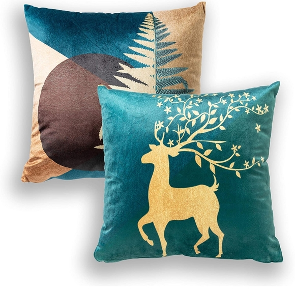 Other - Velvet Accent Pillow Cover Set, Deer in Nature